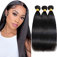 Brazilian Straight Human Hair Bundles 22 24 26 Inch 3 Bundles Black Weave Bundles Human Hair 100 Unprocessed Extensions Doubl