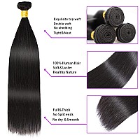 Brazilian Straight Human Hair Bundles 22 24 26 Inch 3 Bundles Black Weave Bundles Human Hair 100 Unprocessed Extensions Doubl