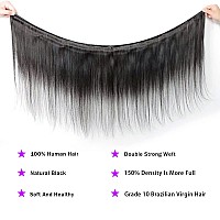 Brazilian Straight Human Hair Bundles 22 24 26 Inch 3 Bundles Black Weave Bundles Human Hair 100 Unprocessed Extensions Doubl