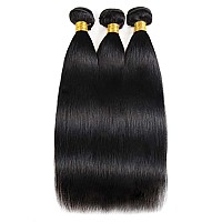 Human Hair 3 Bundles 12 14 16 Inch Straight Bundles Human Hair Brazilian Black Weave Bundles Human Hair 100 Unprocessed Remy