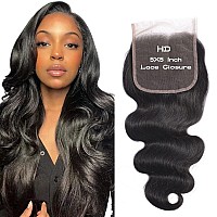 Selina 5x5 Hd Lace Closure Brazilian Body Wave Closure Lace Closure Human Hair Unprocessed Human Hair Brazilian Virgin Hair Free Part Closure Natural Hair Color Black (12Inch, 5X5Body)