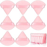 8 Pcs Cotton Powder Puff Face,JASSINS Triangle super soft Both dry and wet Makeup Setting Puff,For Concealer/Loose Powder/Body Powder/Foundation/Blush Makeup Sponge Set (Pink)