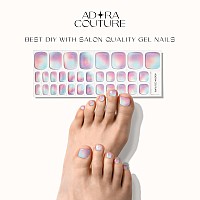 Adora Couture Semi Cured Gel Nail Strips Pedicure Stickers 32Pcs Glossy Toe Nail Stickers Gel Nail Pedi Strips Gel Nail Wra