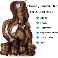 Lmzim French Curl Braiding Hair 22 Inch Bouncy Braiding Hair 9 Pack French Curles Synthetic Hair Extensions French Curly Braidin