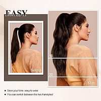 LOMMEL Ponytail Extensions Claw Clip Ponytail Extensions for Women 16 Inch Long Wavy Ponytail Extensions Fluffy Synthetic Ponytail Hairpiece Natural Soft Daily Use (Dark Brown)