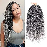 Goddess Faux Locs Crochet Hair 14 Inch 7 Packs Gray Crochet Goddess Locs Pre Looped Faux Locs Crochet Hair For Black Women River