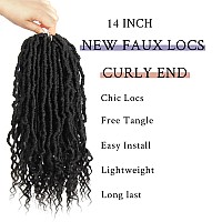 BOHOBABE 14 Inch New Faux Locs With Curly End 6 Packs Soft Locs Crochet Hair Short Natural Crochet Braids (6Packs,2#)