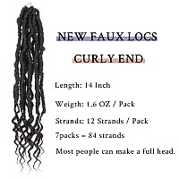 BOHOBABE 14 Inch New Faux Locs With Curly End 6 Packs Soft Locs Crochet Hair Short Natural Crochet Braids (6Packs,2#)