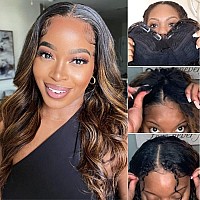 UNICE Ombre Highlight V Part Wig Body Wave Human Hair Wigs, Brazilian Shadow?Root?Balayage?Wig No Gel, No Leave Out, No Sew-in Glueless Virgin Hair Beginner Friendly Wig 180% Density 16inch