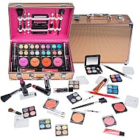 Shany Carry All Makeup Train Case With Pro Makeup Set Makeup Brushes Lipsticks Eye Shadows Blushes Powders And More Reus