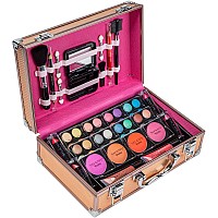 Shany Carry All Makeup Train Case With Pro Makeup Set Makeup Brushes Lipsticks Eye Shadows Blushes Powders And More Reus