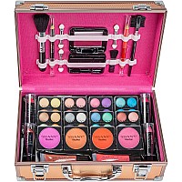 Shany Carry All Makeup Train Case With Pro Makeup Set Makeup Brushes Lipsticks Eye Shadows Blushes Powders And More Reus