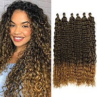 Maysa Soft Wavy Crochet Hair Ocean Wave Synthetic Hair Extensions 30inch Deep Wave Crochet Hair #1BT27 Curly Crochet Hair 6packs