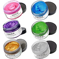 Temporary Hair Color Wax,Acosexy Hair Color Dye for Kids Fashion Hair Wax Pomades Disposable Natural Hair Strong Style Gel Cream Hair Dye,Instant Hair Spray Dye Hairstyle Mud Cream for Party, Cosplay, Masquerade etc. (6 Color-Blue Green Gold Pink Sliver P