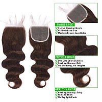 Kapelli Hair Brazilian Body Wave Bundles With Closure 22 24 2620 10A Light Brown Body Wave Human Hair Bundles With Lace Closu