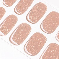 DANNI & TONI Semi Cured Gel Nail Strips Nude Glitters Gel Nail Stickers (Simply Sand) 28 Stickers