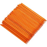 Borogo 100 Pcs Orange Wood Nail Sticks Double Sided Multi Functional Cuticle Pusher Manicure Pedicure Tool For Manicure Pedicure