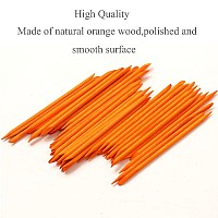 Borogo 100 Pcs Orange Wood Nail Sticks Double Sided Multi Functional Cuticle Pusher Manicure Pedicure Tool For Manicure Pedicure