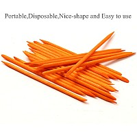 Borogo 100 Pcs Orange Wood Nail Sticks Double Sided Multi Functional Cuticle Pusher Manicure Pedicure Tool For Manicure Pedicure