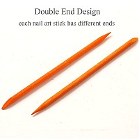 Borogo 100 Pcs Orange Wood Nail Sticks Double Sided Multi Functional Cuticle Pusher Manicure Pedicure Tool For Manicure Pedicure