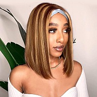 Aisi Bob Headband Wigs Human Hair Short Straight Ombre Highlight Human Hair Wigs For Black Women 150 Density Brazilian Glueless