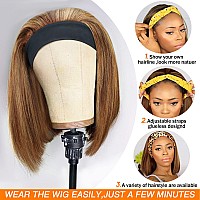 Aisi Bob Headband Wigs Human Hair Short Straight Ombre Highlight Human Hair Wigs For Black Women 150 Density Brazilian Glueless