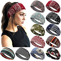 Aktvshow Womens Boho Headbands For Short Hair Nonslip Wide Head Bands For Workout Sports Yoga Hair Accessories