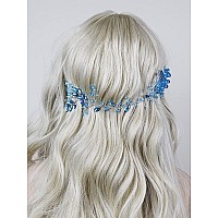 Brihasory Blue Wedding Hair Accessories For Brides Handmade Rhinestone Headband Women Tiaras For Girls Bridesmaid Gifts Party Hair Vine