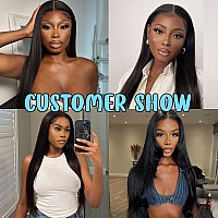 DULOVE 32inch Wigs for Black Women Human Hair Lace Front Wigs 13x4 Straight HD Transparent Lace Frontal Wig Pre Plucked with Baby Hair Long Hair 180 Density Glueless Natural Color