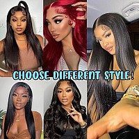 DULOVE 32inch Wigs for Black Women Human Hair Lace Front Wigs 13x4 Straight HD Transparent Lace Frontal Wig Pre Plucked with Baby Hair Long Hair 180 Density Glueless Natural Color