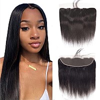 Selina Straight Lace Closure 13x4 Hd Lace Frontal Closure Transparent Lace Frontal Closure Brazilian Straight Human Hair Natural Black Hair Color(12Inch,13x4 Straight)