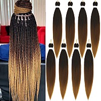 Braiding Hair Pre Stretched 8 Packs Prestretched Braiding Hair 26 Inch Ombre Braiding Hair Itch Free 1B3027 Yaki Synthetic