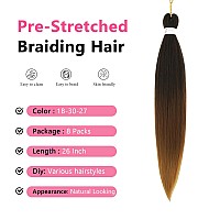 Braiding Hair Pre Stretched 8 Packs Prestretched Braiding Hair 26 Inch Ombre Braiding Hair Itch Free 1B3027 Yaki Synthetic