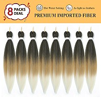 Braiding Hair Pre Stretched 8 Packs Prestretched Braiding Hair 26 Inch Ombre Braiding Hair Itch Free 1B27613 Yaki Synthetic