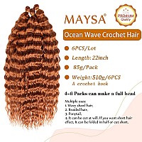 Maysa Ocean Wave Crochet Hair 22 Inch 6Packs Soft Curly Braiding Crochet Hair Wave Crochet Hair Extensions For Women 30Brown