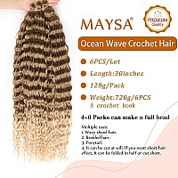 Maysa Ocean Wave Crochet Hair 30Inch Ombre Curly Crochet Hair 6Packs Deep Wave Crochet Hair Extensions For Women T824