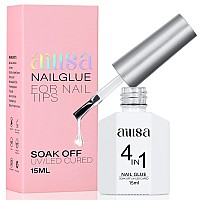 Aillsa Gel Nail Glue For Acrylic Nails 4 In 1 Super Strong Nail Gel Glue For Fake Nail Tips15Ml High Capacity Long Lasting Bru