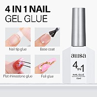 Aillsa Gel Nail Glue For Acrylic Nails 4 In 1 Super Strong Nail Gel Glue For Fake Nail Tips15Ml High Capacity Long Lasting Bru