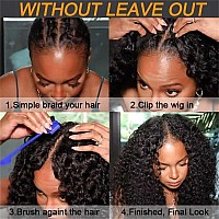 Unice Glueless Kinky Curly V Part Wigs Human Hair No Leave Out Upgrade U Part Wigs Afro Kinky Curly V Shape Human Hair Wig With