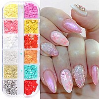 Flower Petals Glitter Nail Art Sequins Mixed Floral Nail Flakes Beads Rhinestone Nail Art Design 3D Flowers Acrylic Nails Supp