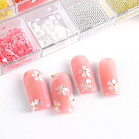 Flower Petals Glitter Nail Art Sequins Mixed Floral Nail Flakes Beads Rhinestone Nail Art Design 3D Flowers Acrylic Nails Supp