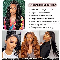 catti Body Wave 360 Lace Front Wigs Human Hair Wigs for Black Women Human Hair 360 Full Lace Frontal Wigs Pre Plucked with Baby Hair HD Transparent Lace Front Wig 360 Lace Frontal Wigs (26 Inch)