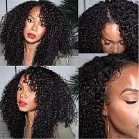 UNICE Kinky Curly V Part Wigs Upgrade U Part Wigs Human Hair 150% Density for Women, No Leave Out Glueless Wig Brazilian Virgin Hair Beginner Friendly Wig No Glue No sew in 16inch