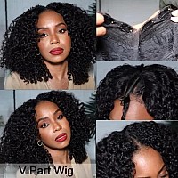 UNICE Kinky Curly V Part Wigs Upgrade U Part Wigs Human Hair 150% Density for Women, No Leave Out Glueless Wig Brazilian Virgin Hair Beginner Friendly Wig No Glue No sew in 16inch