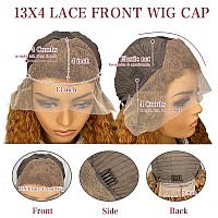 24 Honey Blonde Curly Lace Front Wig Human Hair Pre Plucked 180 Density Glueless Wig 13X4 Hd Lace Blonde Deep Wave Human Hair W