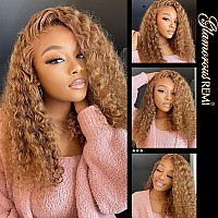 24 Honey Blonde Curly Lace Front Wig Human Hair Pre Plucked 180 Density Glueless Wig 13X4 Hd Lace Blonde Deep Wave Human Hair W