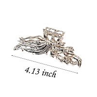 2 Pcs Large Metal Hair Claw Clips Personality Nonslip Silver Hair Clampsperfect Jaw Hair Clamps For Women And Thinnerthick H