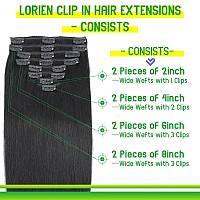 Lorien Clip In Hair Extensions Real Human Hair 22 Inch 110G 1 Jet Black Clip In 100 Brazilian Remy Human Hair Extensions 8Pc