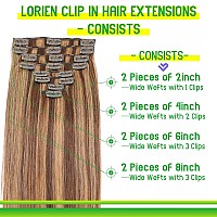 Lorien Clip In Hair Extensions Real Human Hair 22 Inch 110G 427 Chocolate Brown To Caramel Blonde Clip In 100 Brazilian Rem