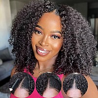 Nadula V Part Wig Kinky Curly Human Hair No Leave Out Glueless Upgraded U Part Wigs For Women10A Malaysian Afro Curly Vpart Wi